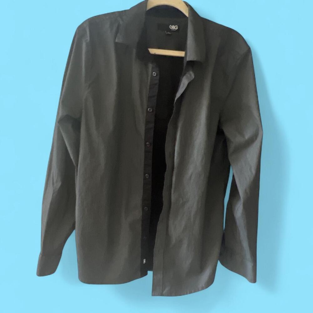 GBG Los Angeles Black & Gray Button-Up Shirt – Size Large slim fit